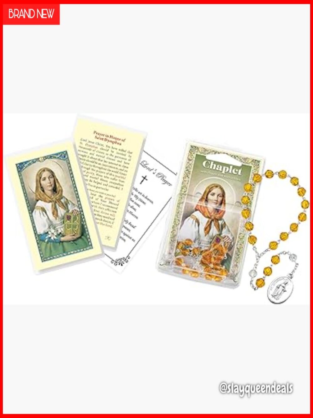 St Dymphna Chaplet Rosary with Prayer Cards Set - 6mm Beads, Sterling Silver